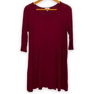 3/$20 Umgee red pleated skater three quarter sleeve flared mini dress SZ S